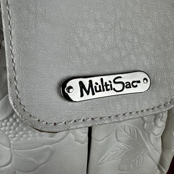MULTISAC ELEGANT WHITE FLORAL EMBOSSED CROSSBODY BAG - Picture 9 of 14